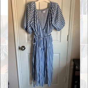 Old Navy Baby Blue Striped Wrap Maxi Dress